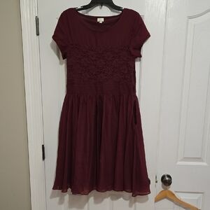 Elegant Burgundy Lace Dress